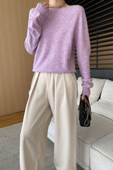 Autumn Collection : Blouse Femme Manches Longues Col Rond Laine in Violet clair van Seroa