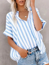 Blouses pour femmes : Blouse Femme Ample Rayures Mode in Bleu van Seroa
