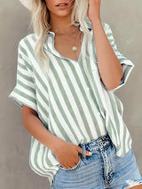 Blouses pour femmes : Blouse Femme Ample Rayures Mode in Vert clair van Seroa