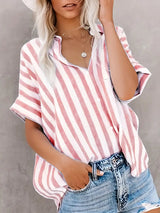 Blouses pour femmes : Blouse Femme Ample Rayures Mode in Rouge clair van Seroa