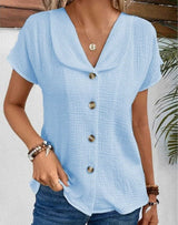Blouses : Chemisiers Femme Chemise Coton Ample Boutonnée in Bleu van Seroa
