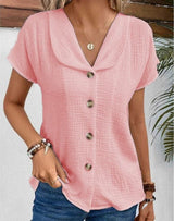 Blouses : Chemisiers Femme Chemise Coton Ample Boutonnée in Rose van Seroa