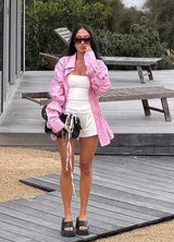 Blouses : Blouse Femme Ajustée Tissée Confort in Rose van Seroa