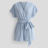 Combinaisons : Combinaison Femme Pantalon Large Fluide Habillement Chic in Bleu van Seroa