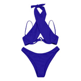 swimwear : Sexy Maillot de Bain à Découpes avec Col Halter et Design à in Bleue van Seroa