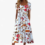 Dresses : Robe longue fleurie Boho pour femme avec cache-maillot intégré pour la plage et la mer in Blanc van Seroa