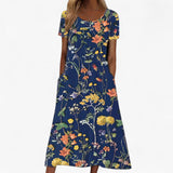 Dresses : Robe Longue Florale Boho pour Femme avec Cache-maillot Intégré pour la Plage et la Mer in Bleu foncé van Seroa