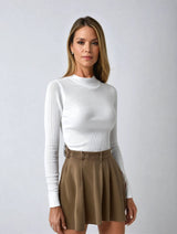 top blouses : Top Femme Col Roulé Côtelé Ajusté in van Seroa