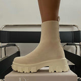 Bottes pour femmes : Ensemble Femme Élégant Bottes Chaussettes in Beige van Seroa