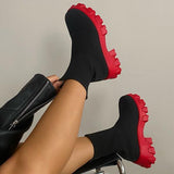 Bottes pour femmes : Ensemble Femme Élégant Bottes Chaussettes in Rouge van Seroa