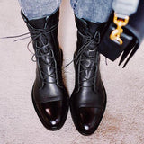 Bottes pour femmes : Bottes Femme Bottines Noires Cuir Noir in van Seroa