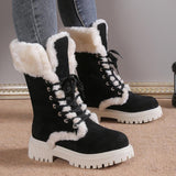 Bottes d'hiver pour femmes : Bottes Femme Hiver Mi-mollet Accessoires in Noir van Seroa