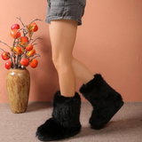 Bottes d'hiver pour femmes : Veste Fourrure Femme Hiver in Noir van Seroa