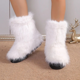 Bottes d'hiver pour femmes : Veste Fourrure Femme Hiver in Blanc van Seroa