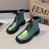 Bottes pour femmes : Bottes Femme Bottines Lacets in Vert van Seroa