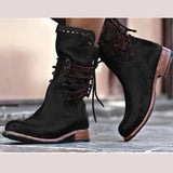 Bottes pour femmes : Chaussures Femme Bottines Noires Élégant Cuir Noir in Noir van Seroa
