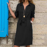 dresses : Robe Femme Ceinturée Chemise Boutons in Noir van Seroa