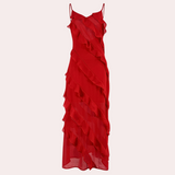 dresses : Robe Maxi Femme Élégant Fluide in Rouge van Seroa