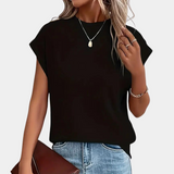 top blouses : T-shirt Femme Ample Manches Courtes Décontracté Denim in Noir van Seroa