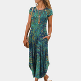 dresses : Robe Longue Femme Bohème Imprimé Imprimée in Vert van Seroa