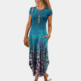 dresses : Robe Longue Femme Bohème Imprimé Imprimée in Bleu van Seroa