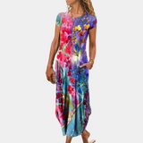 dresses : Robe Longue Femme Bohème Imprimé Imprimée in Rose van Seroa