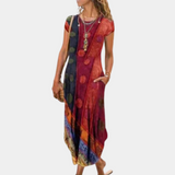 dresses : Robe Longue Femme Bohème Imprimé Imprimée in Rouge van Seroa