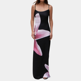 dresses : Robe Longue Femme Imprimé Floral Moulante in Noir van Seroa