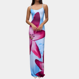 dresses : Robe Longue Femme Imprimé Floral Moulante in Bleu ciel van Seroa