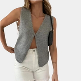 top blouses : Top Femme sans Manches Ajustée Fendu in Gris van Seroa