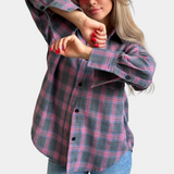 top blouses : Chemise Blanche Femme Oversize Carreaux in Rose van Seroa