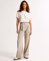 skirts : Pantalon Fluide Femme Jambes Larges in Beige van Seroa