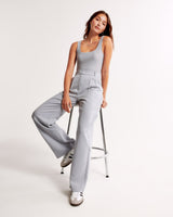 skirts : Pantalon Fluide Femme Jambes Larges in Gris Clair van Seroa