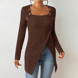 Autumn Collection : Pull Femme Denim Asymétrique in Marron foncé van Seroa