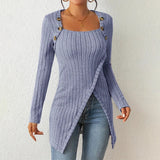 Autumn Collection : Pull Femme Denim Asymétrique in Bleu clair van Seroa