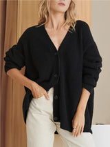Cardigan : Cardigan Femme Décontracté Gilet Maille in Noir van Seroa