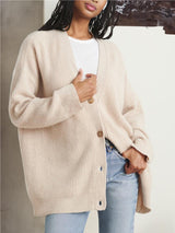 Cardigan : Cardigan Femme Décontracté Gilet Maille in Avoine Abricot van Seroa