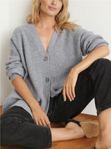 Cardigan : Cardigan Femme Décontracté Gilet Maille in Gris van Seroa