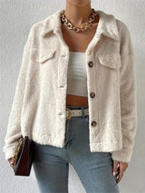 Cardigan : Cardigan Femme Boutonnée Gilet Col in Beige van Seroa