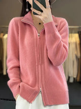Cardigan : Cardigan Femme Col Montant in Rose van Seroa