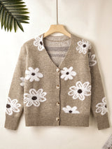 Cardigan : Cardigan Femme Floral Féminin Motif in Beige van Seroa