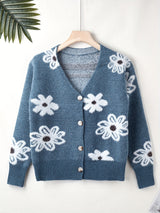 Cardigan : Cardigan Femme Floral Féminin Motif in Floral Bleu van Seroa