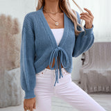 Cardigan : Gilet sans Manche Femme Taille Haute Dentelle in Fleurie Bleue van Seroa