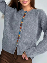 Autumn Collection : Gilet sans Manche Femme Boutonné Tricot in Gris van Seroa