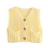 Autumn Collection : Cardigan Femme sans Manches in Jaune van Seroa