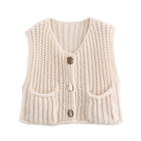 Autumn Collection : Cardigan Femme sans Manches in Blanc Lait van Seroa
