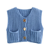 Autumn Collection : Cardigan Femme sans Manches in Bleu Océan van Seroa