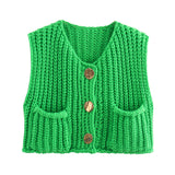 Autumn Collection : Cardigan Femme sans Manches in Vert Émeraude van Seroa