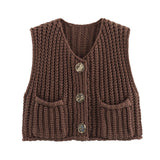 Autumn Collection : Cardigan Femme sans Manches in Marron van Seroa