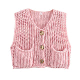 Autumn Collection : Cardigan Femme sans Manches in Rose van Seroa